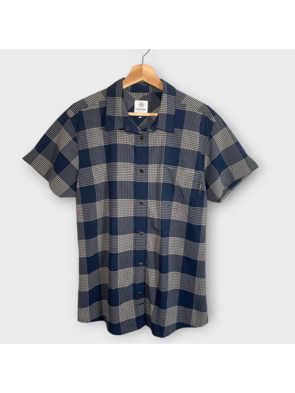 FlyLow Night Mist Blue Plaid 2025 W Anderson Button Up Shirt Woman's XL